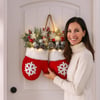 🎄🎅Christmas Glove Wreath for Front Door with Artificial Pine Branches